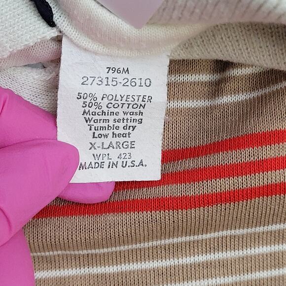 Vintage 80s LEVIS Stripes Polo Shirt M/L 21x27 Brown - Picture 8 of 12